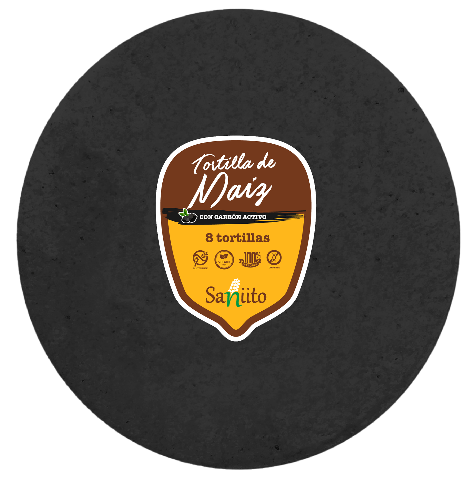 Tortilla de Maíz con carbón activo (17cms / 8u)
