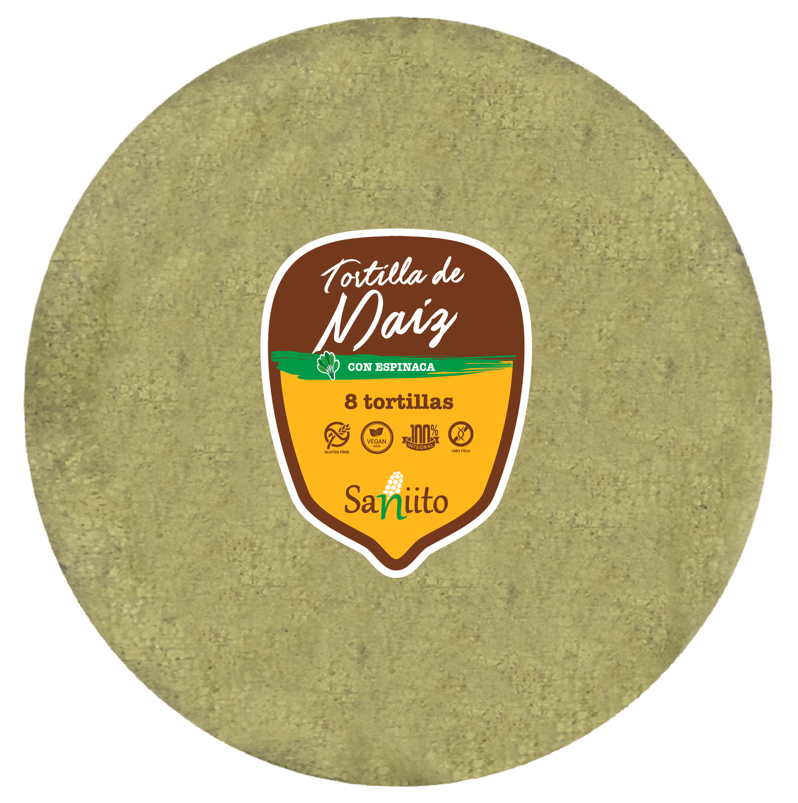 Tortilla de Maíz con espinaca (17cms / 8u)