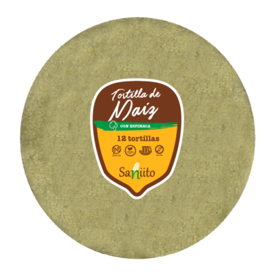 Tortilla de Maíz con espinaca (14cms / 12u)