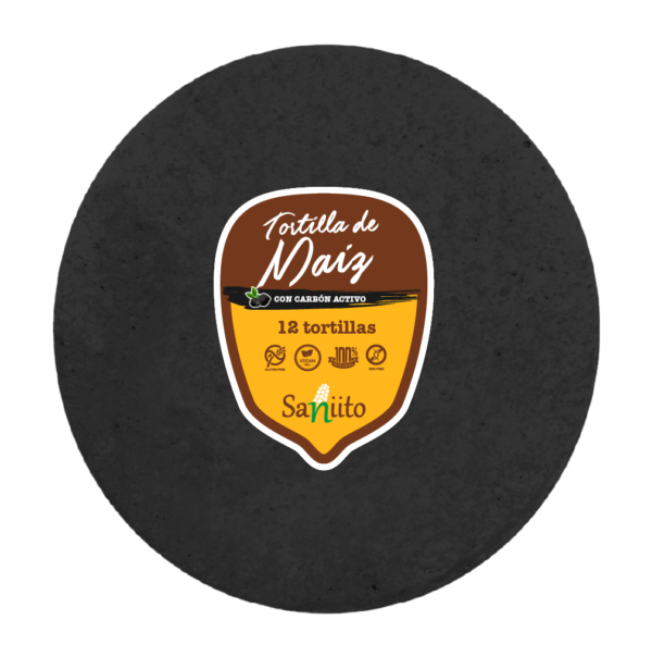 Tortilla de Maíz con carbón activo (14cms / 12u)