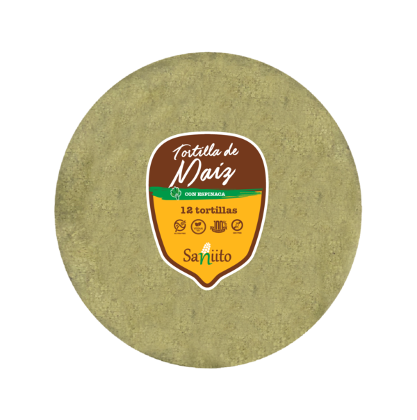 Tortilla de Maíz para Fajita con espinaca (21cms / 12u)