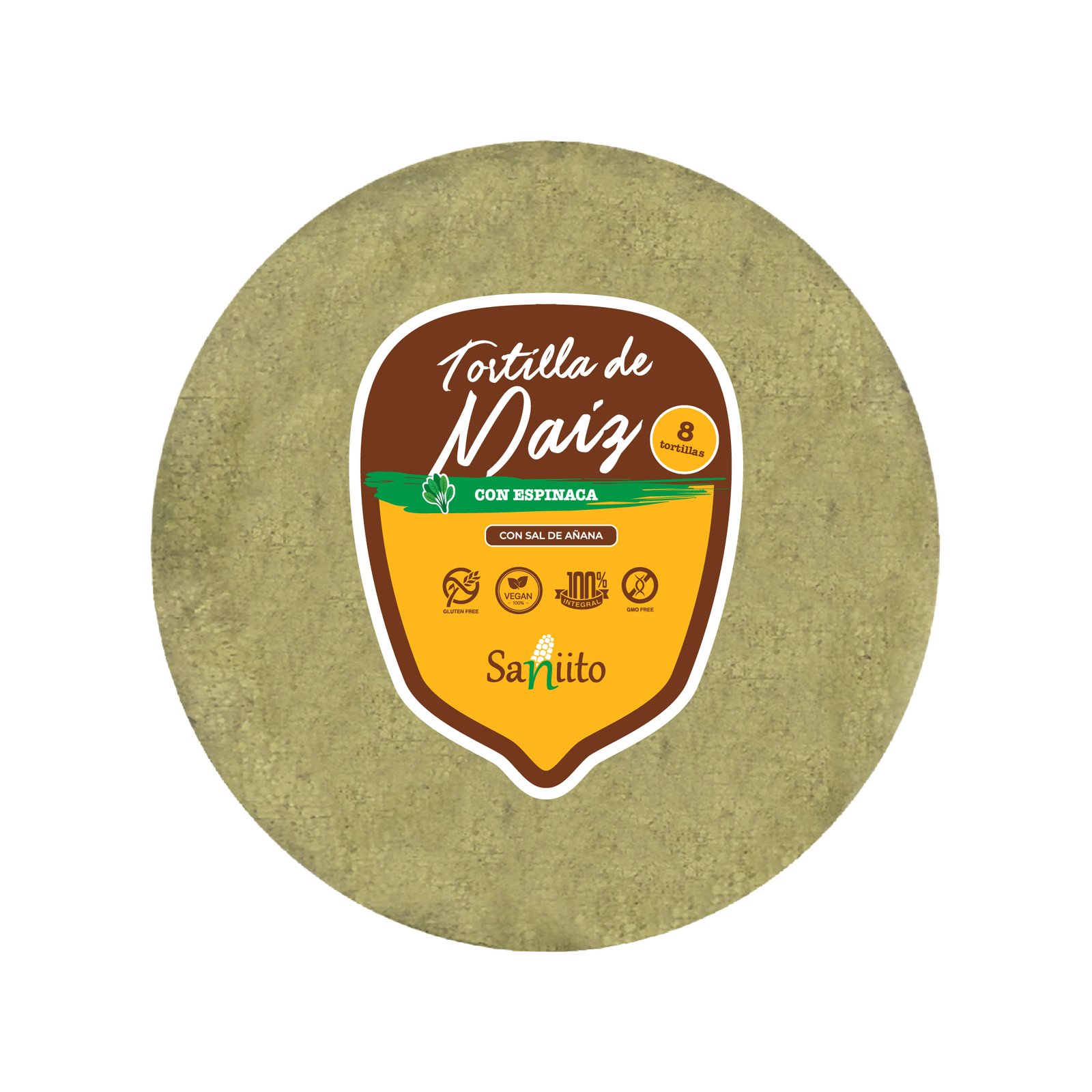 Tortilla de Maíz con espinaca (17cms / 8u)