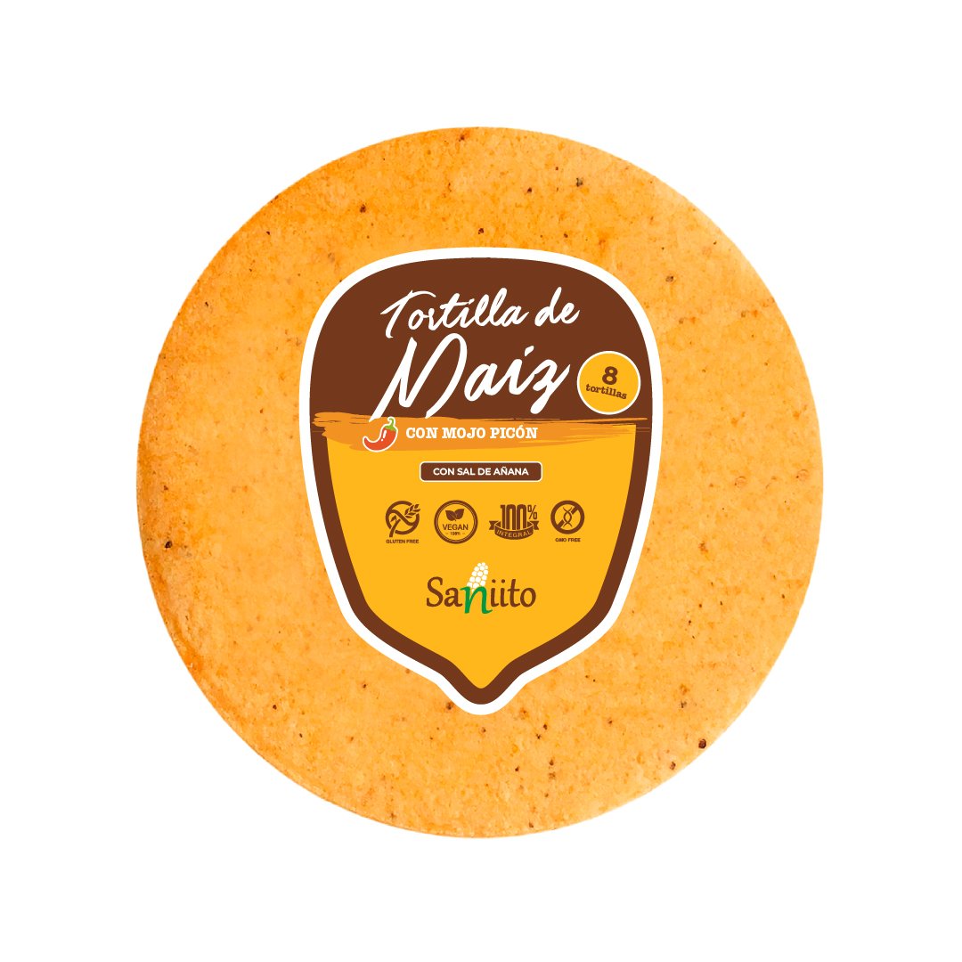 Tortilla de Maíz con mojo picón (17cms / 8u)