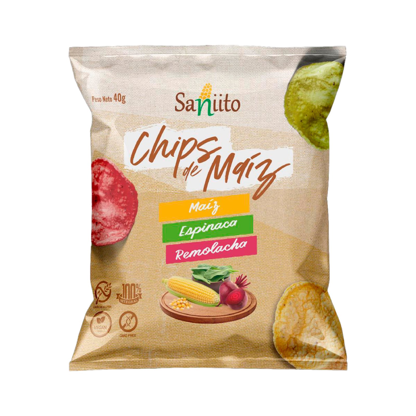 Chips de Maíz con remolacha y espinaca