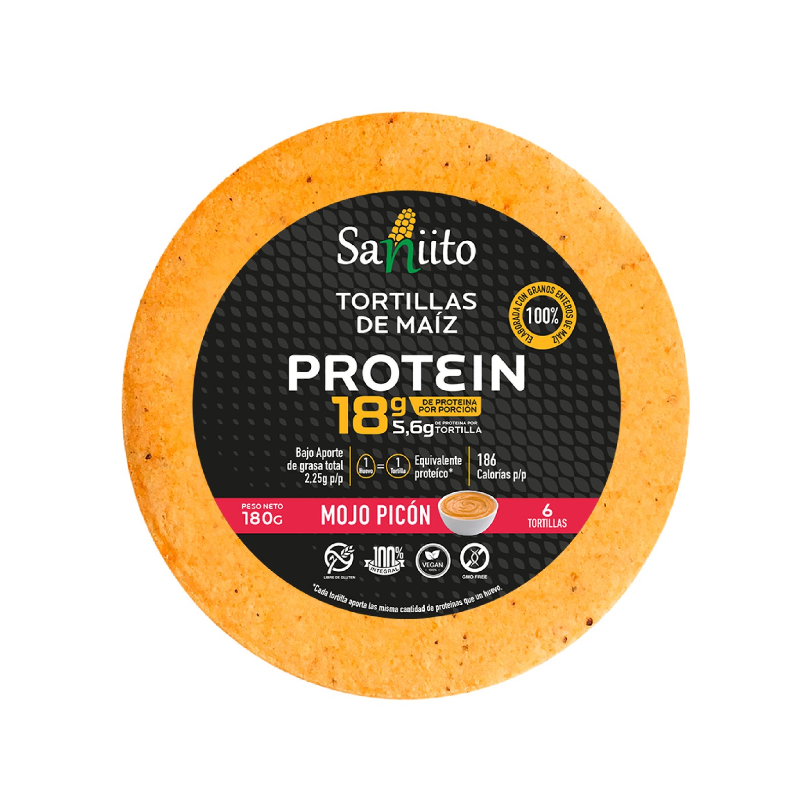 Tortillas de Maiz Alta en Proteinas con mojo picón (17 cms / 6u)